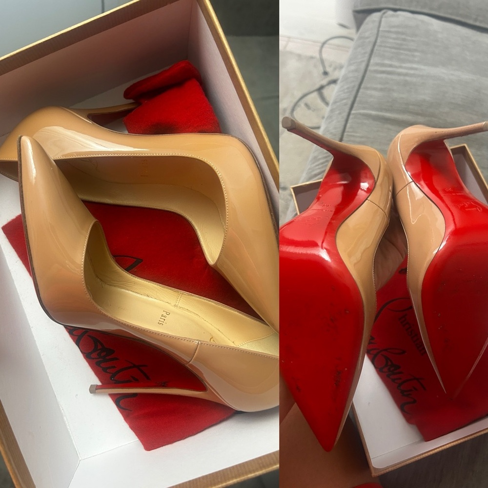 Christian Louboutin Nude Patent Leather Pumps